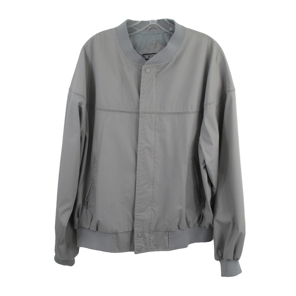 Knightsbridge Derby Bomber Jacket Mens XL Gray Full Zip Vintage 80s 90s Lined